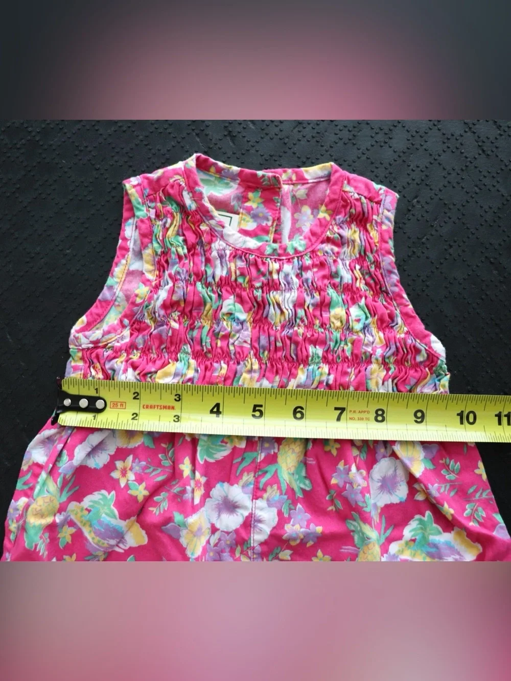 LL Bean Vintage Hot Pink Floral Baby Romper 0J22 12 MTH TOD